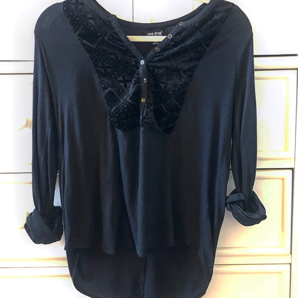 LUCKY BRAND Velvet Detailed Blouse